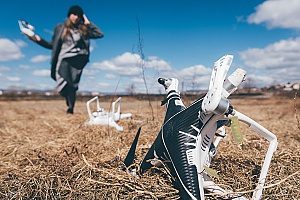 a collision between two drones that caused them to crash into the ground but luckily no one was injured during the crash and the owners could make a drone hull coverage claim