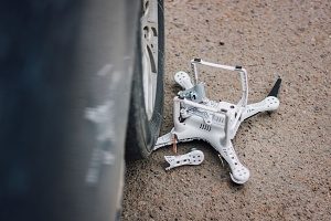 Drone that was accidentally run over by a car but is covered by drone insurance